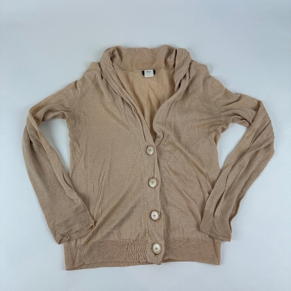 J Crew Cardigan Sweater Womens Small Tan Linen Silk - Picture 1 of 10